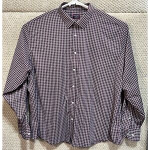 Untuckit Long‎ Sleeve Button Down Dark Purple Checkered Shirt Men's Size 3XL